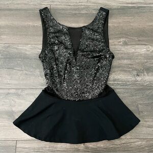 Bebe Black Sequin Peplum Tank Top